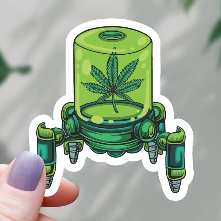 Cyborg-Aufkleber mit Cannabisblättern, 7,6 cm für den Großhandel von Mimic Gaming Co