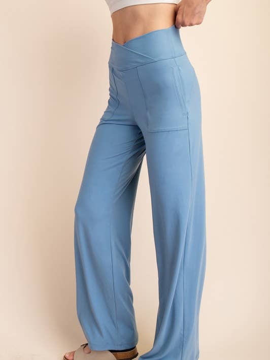 P476337 V WAIST WIDE RECYCLED BUTTER PANT for wholesale by Sunday Morning