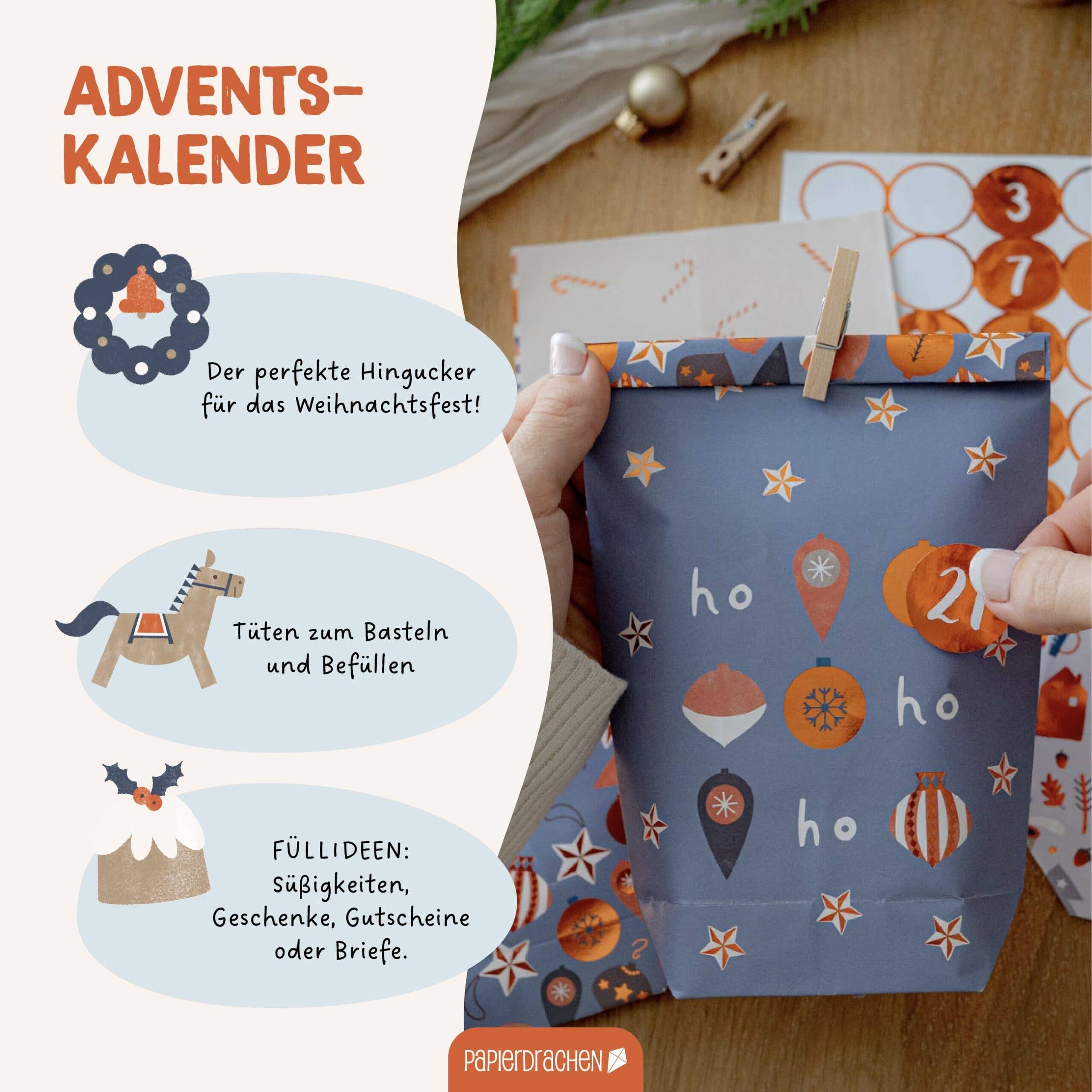 Papierdrachen - Wholesale Advent Calendar - Kite Adv Hyggewald Printed Bags3