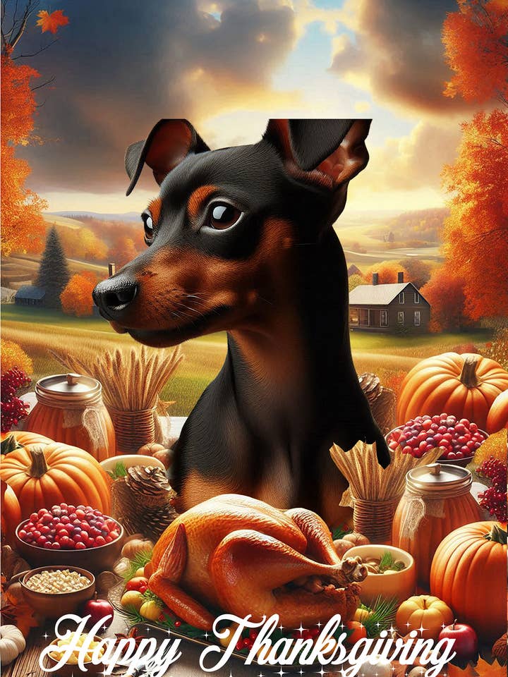 Mini Pin Black/Tan UnCropp - Thanksgiving House Flag for wholesale by Best of Breed Products