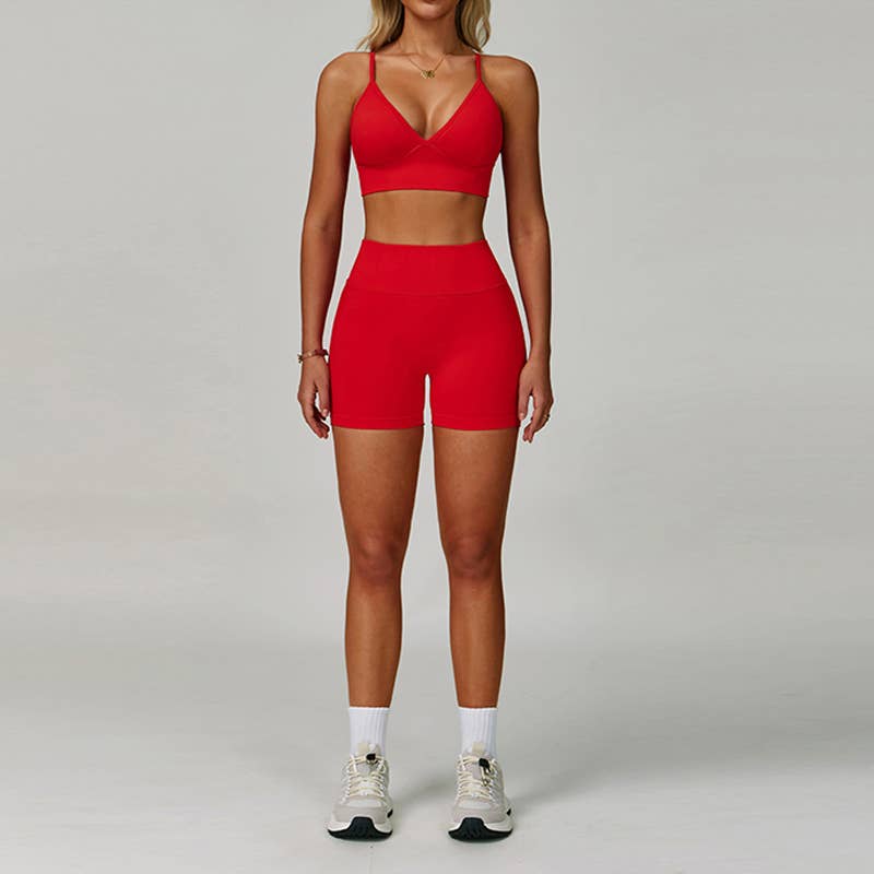 WONDERXFANS - Wholesale Activewear Set - Women's - seamless Sports Bra and shorts 2-Piece Set10