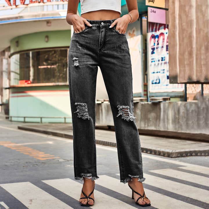 Svelte Seduction - Wholesale Jeans – Women’s - Summer Denim Ripped Trousers Internet Celebrity Women Clothes Casual Pants2
