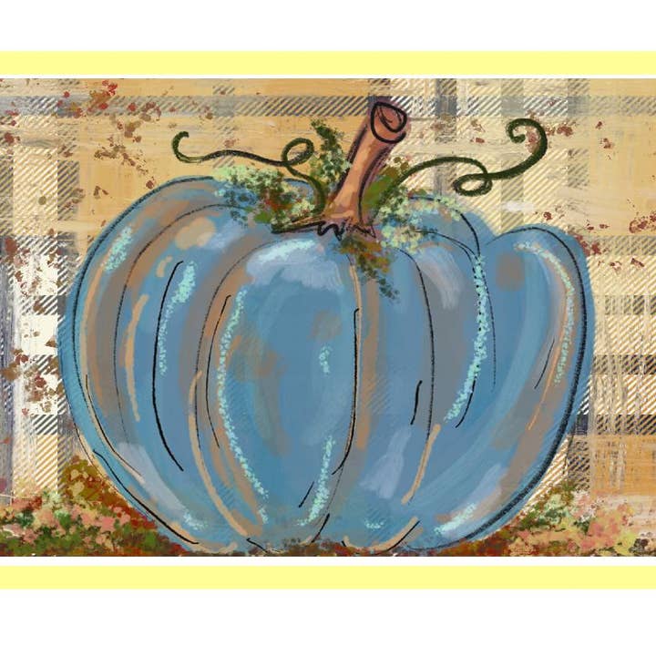 Jennie Denim Pumpkin on Plaid Lumbar Pillow Swap for wholesale by LuckyBird Apparel and Home