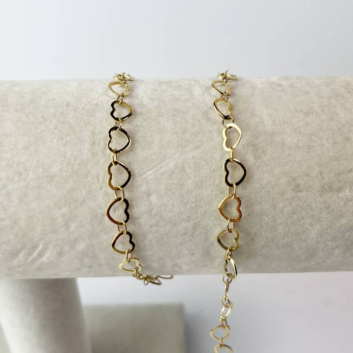 Love, Paige Designs - Wholesale Link & Chain Necklace - Heart Gold Chain By the Foot