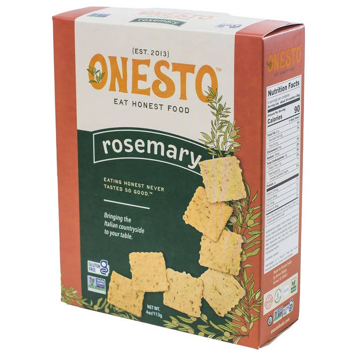 Onesto Foods - Wholesale Crackers - Onesto Gluten-Free Rosemary Crackers1