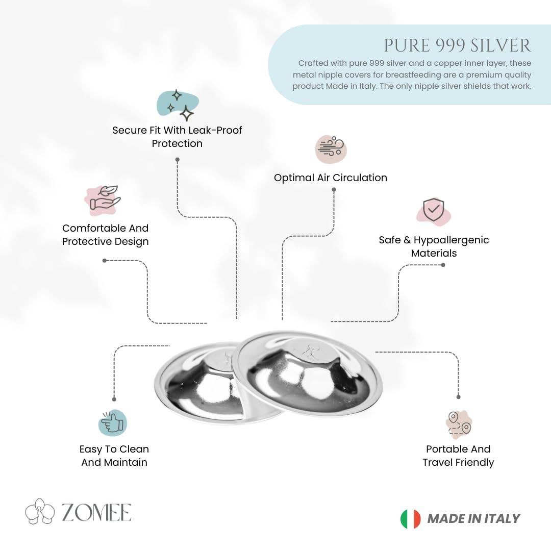Zomee – wholesale Nursing pillow/pad – Maternity – Zomee Original Silver Nursing Cups - Nipple Shields for Nursing Newborn7
