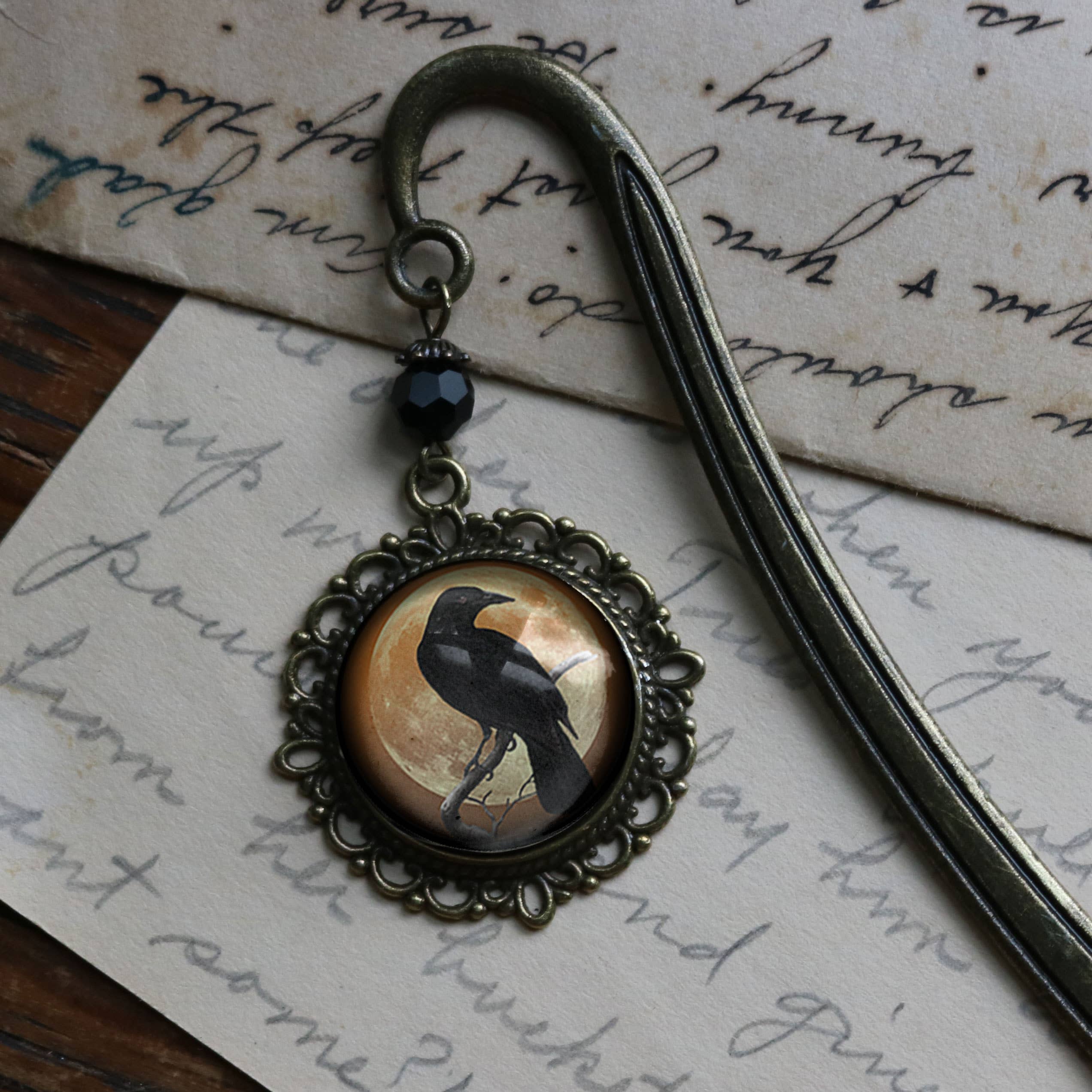 The Divine Iguana - Wholesale Bookmark - Orange Crow or Raven Goth Halloween Bronze Bookmark3
