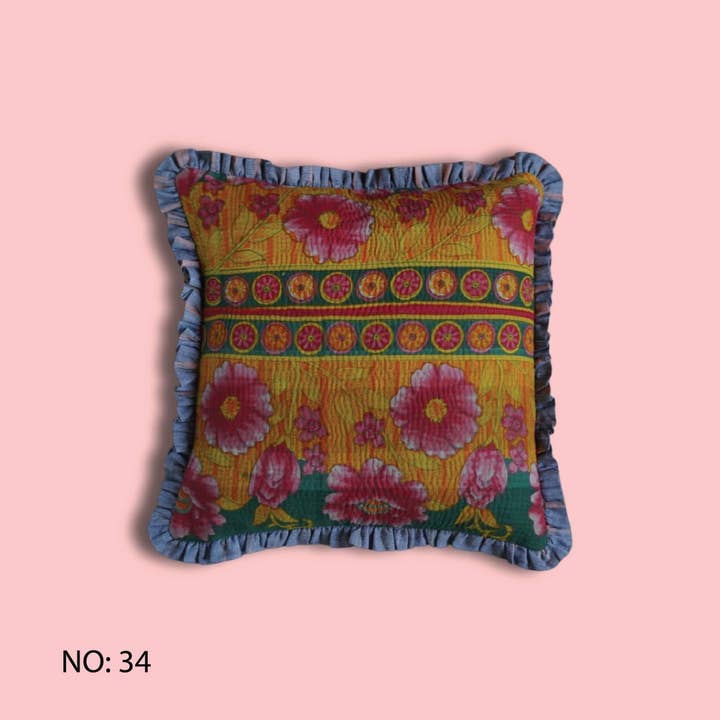 Annahmol - Wholesale Throw Pillow Cover - One of a Kind Vintage Kantha & Ikat Pillow 245