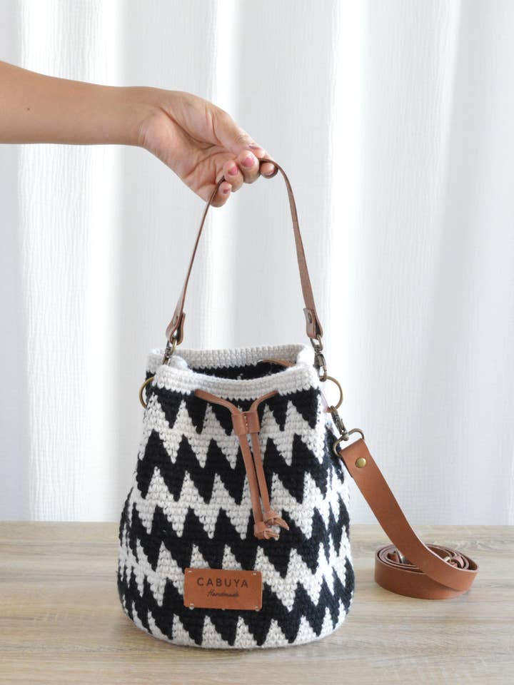 Bolsa Shigra Andes Preta com Alças Intercambiáveis por atacado de Cabuya Handmade