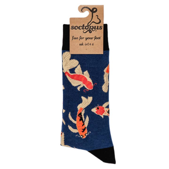 BLUE Koi Fish Socks - Koi Carp for wholesale on Faire2