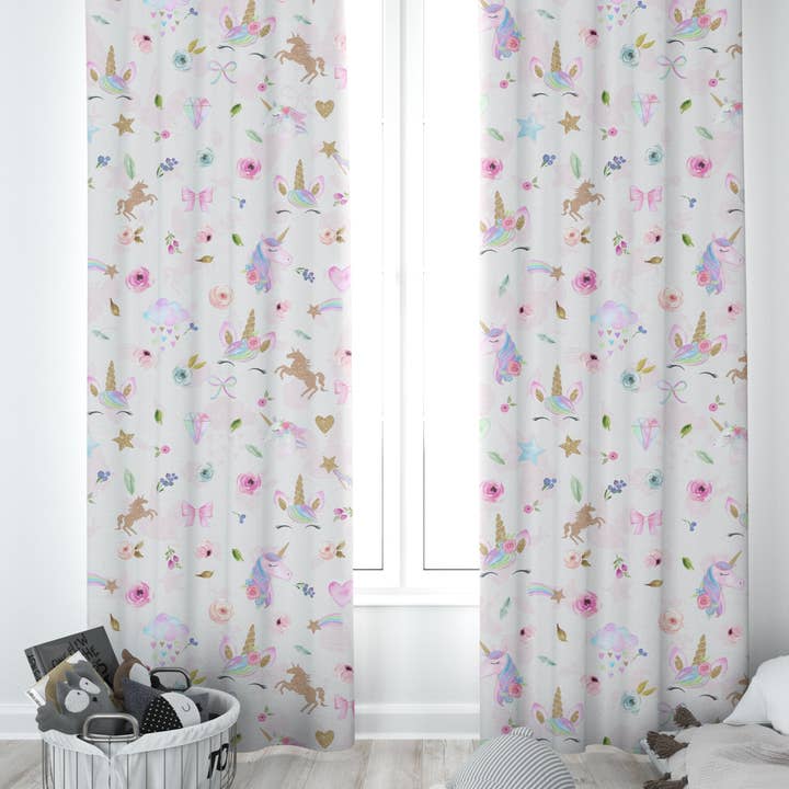 Cortinas de Escurecimento com Unicórnios Mágicos para Quarto de Menina por atacado de Empowering Decor