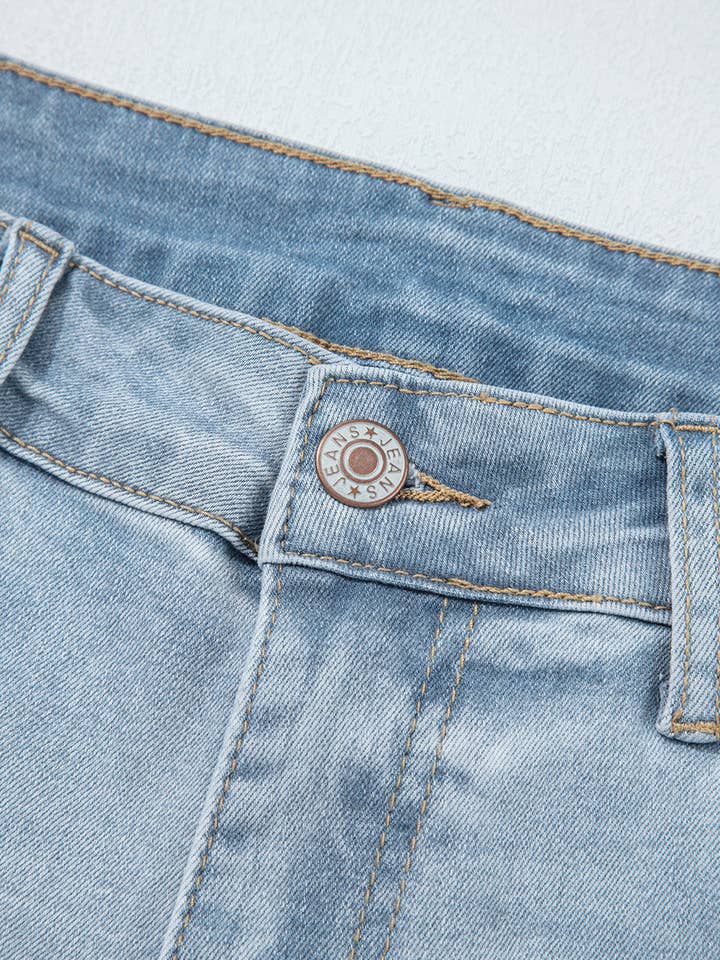 Beau Blue Kimberly Length Distressed Skinny Jeans for wholesale on Faire2