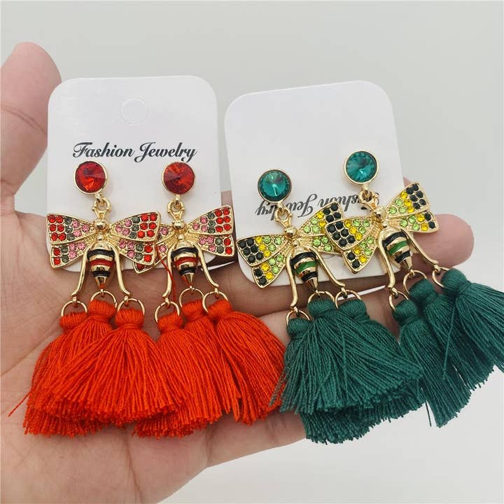 Mio Queena - Wholesale Tassel earrings - Bohemian Bee Pendant Tassel Earrings3