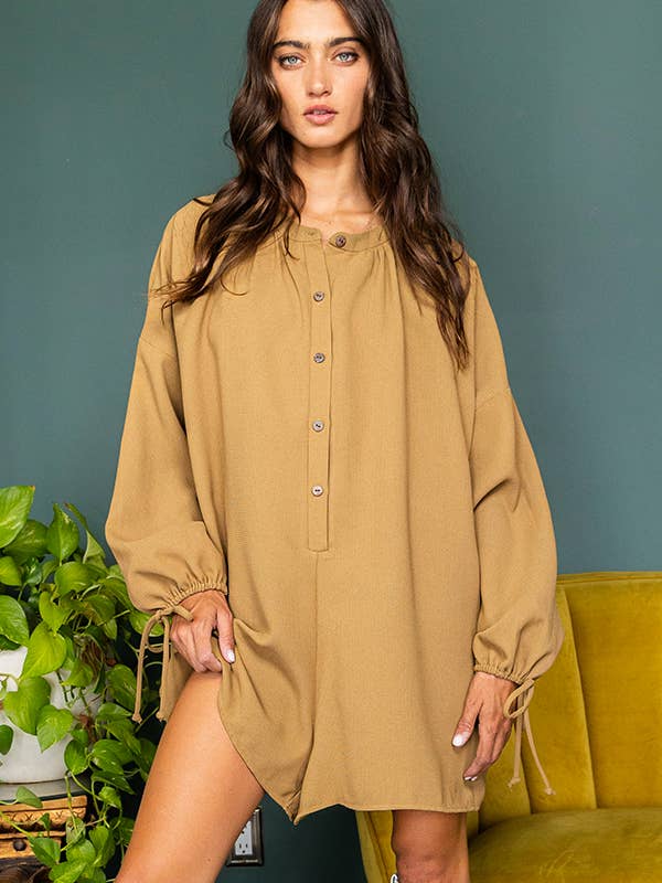 R5337A Button-up Oversize Solid Romper for wholesale by BUCKETLIST INC