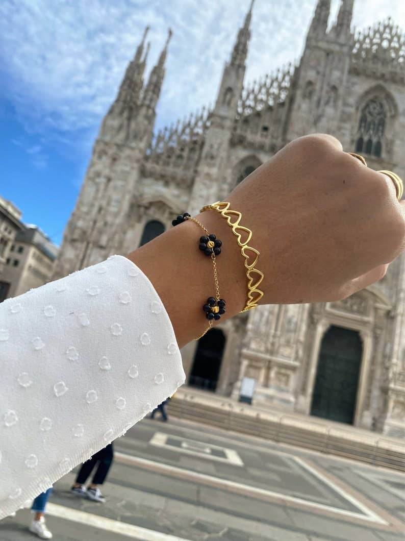 Christina Christi - Wholesale Bangle Bracelet - Gold Dainty Flower Bracelet, Heart Bangle, Gold Bracelets4