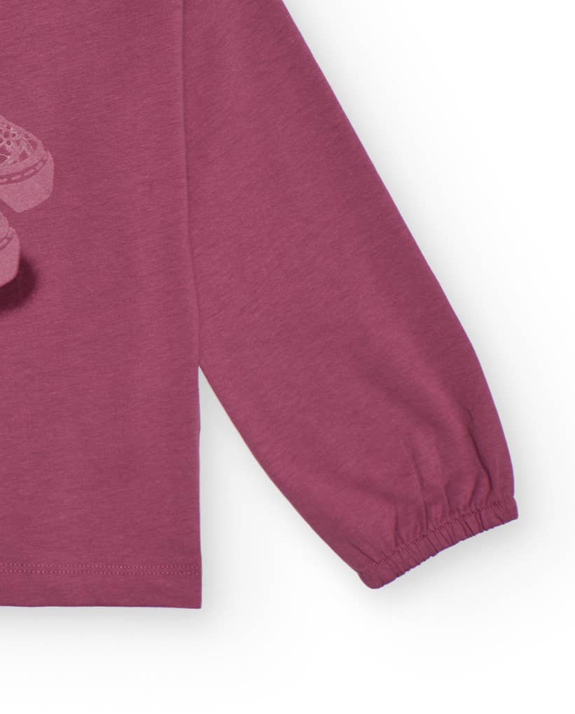 tuc tuc - Venta al por mayor Camiseta - Niños - Camiseta para niña en burdeos con estampado de zapatillas3