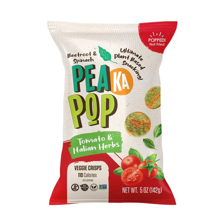 PeaKaPop Veggie Crisps Tomato & Italian Herbs (5oz) for wholesale by PeaKaPop