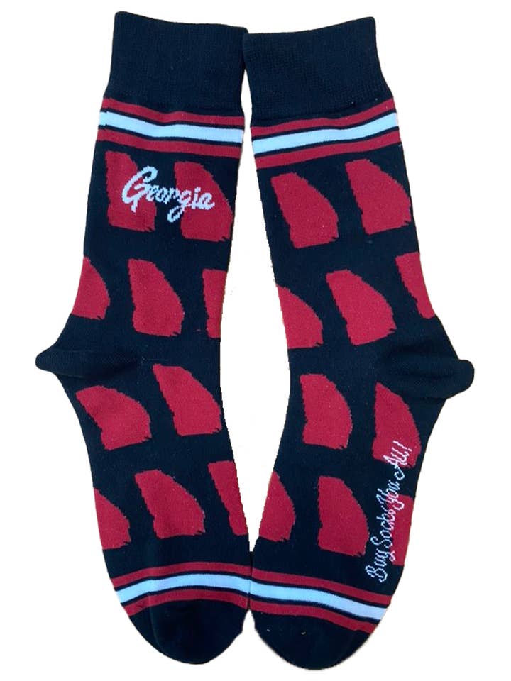 Calcetines Georgia Shapes in Black and Red para hombre para venta al por mayor de Buy Socks You All