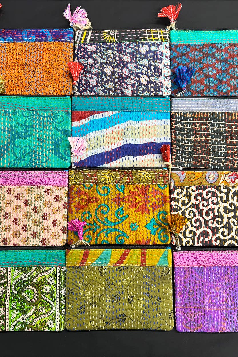 Sevya Handmade - Venta al por mayor Bolso pequeño - Mujer - Kantha - Funda para accesorios (2 unidades)7