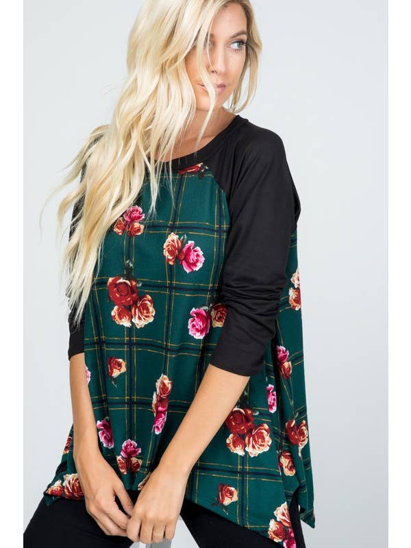 Rose Mellow Fashion - Wholesale Tunic - Women's - Sweater Plaid Shark Bite Tunic
