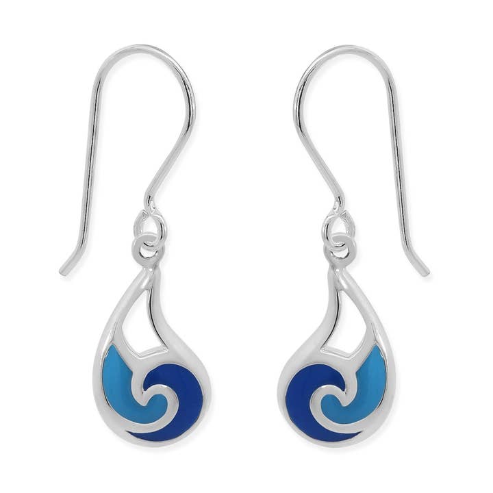 Boma Jewelry – wholesale Dangle earrings – Blue Duo Wave Dangle Earrings0