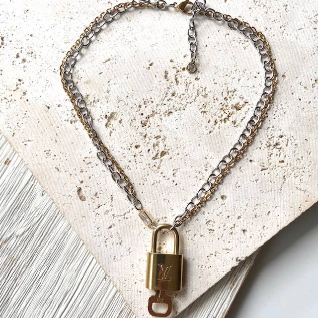 VB&CO Designs Handmade Jewelry - Wholesale Pendant/Charm Necklace - Louis Vuitton  lock necklace repurposed upcycled LV2