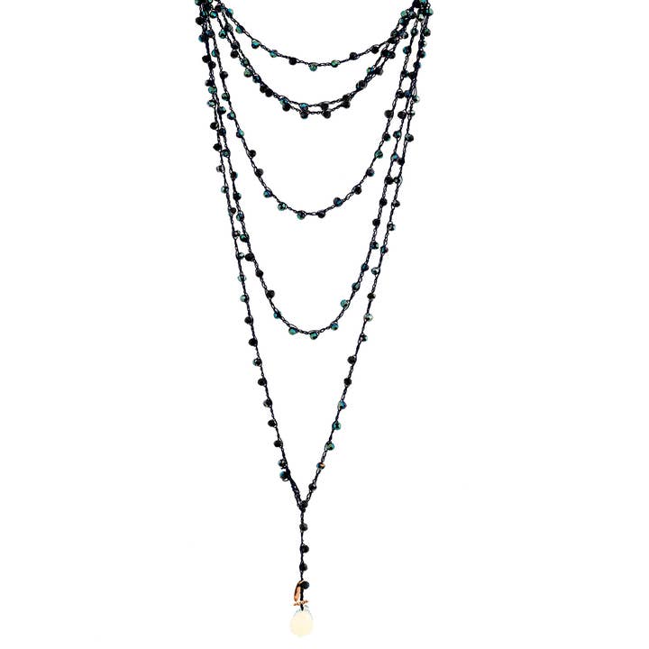 Crochet Necklace With Drop Stone Closure for wholesale by NotForAll