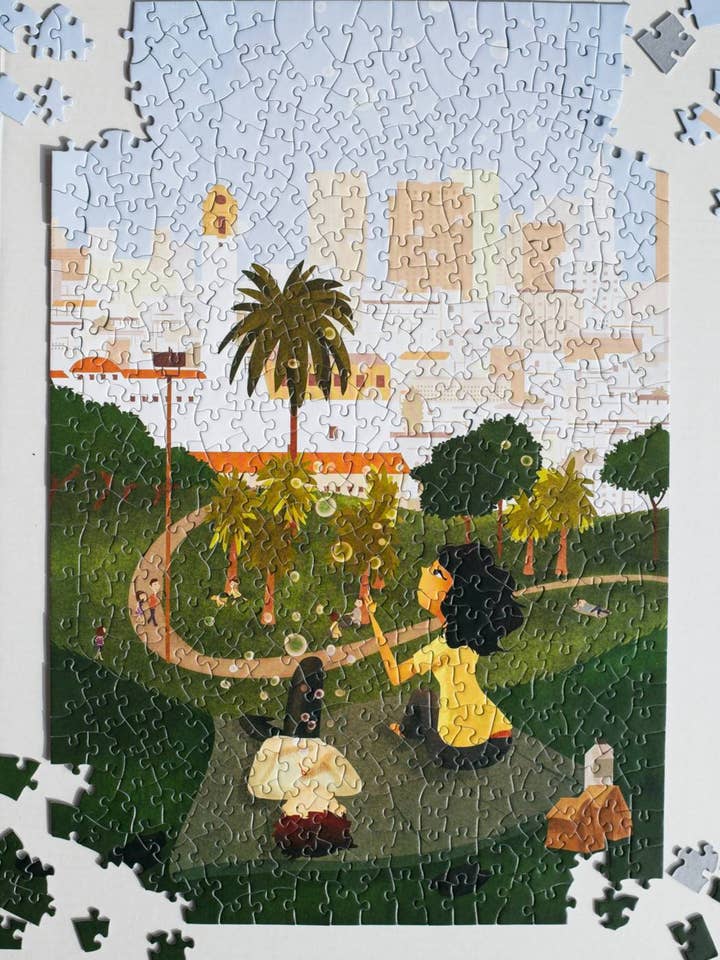 Simple Pleasures at Dolores Park 500-Piece Jigsaw Puzzle for wholesale by Oakland Puzzle Company