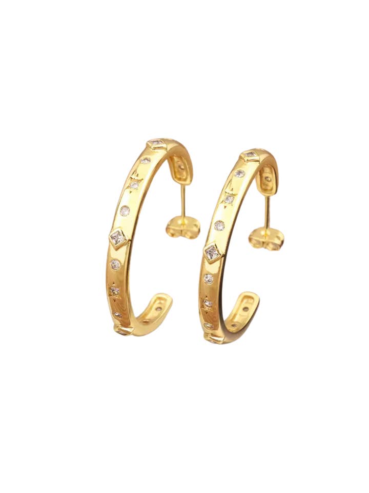 Sternfunkel-Creolen für den Großhandel von Valois Designs