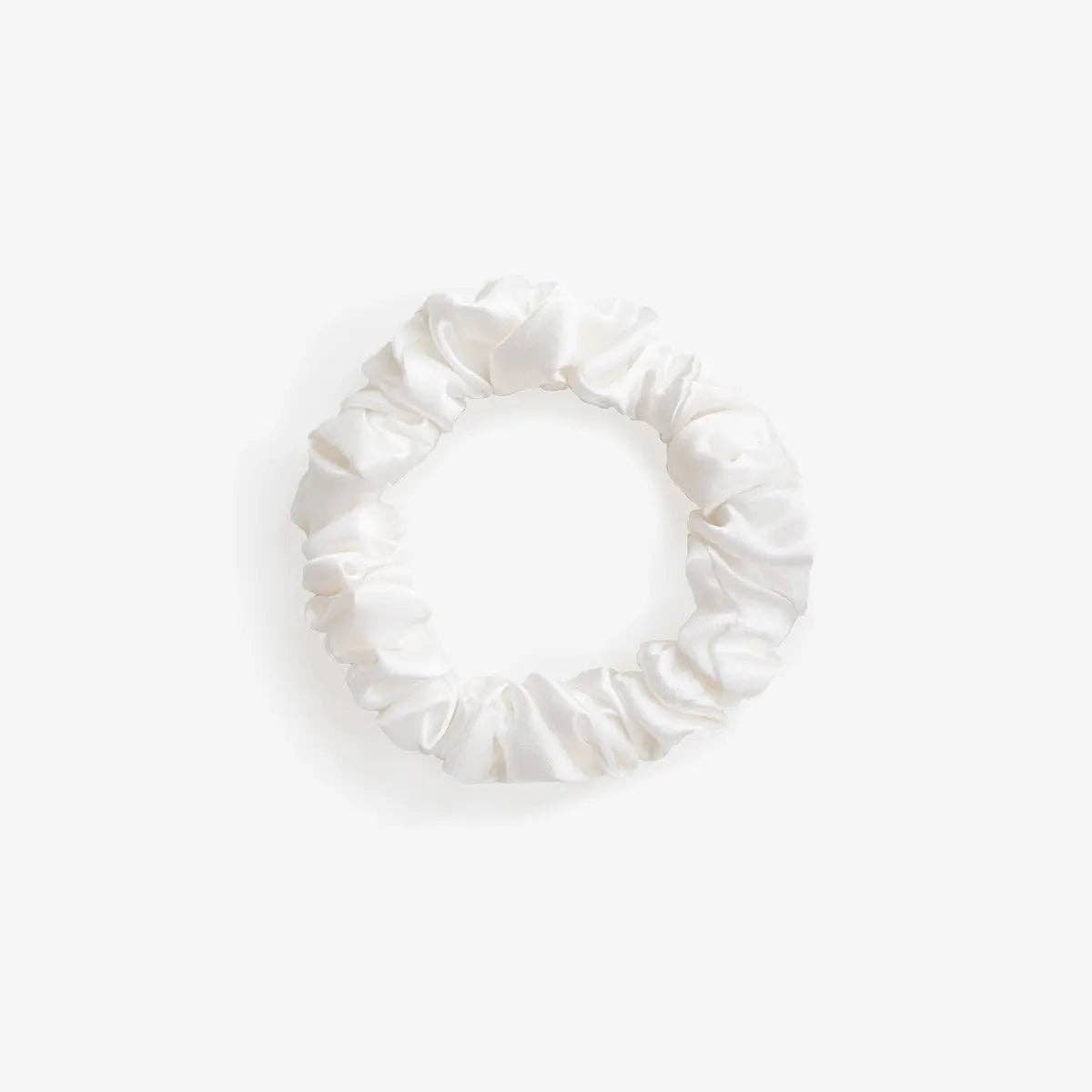 SilkSleek® - Wholesale Scrunchie - Women’s - Pearl White Silk Scrunchie - Midi