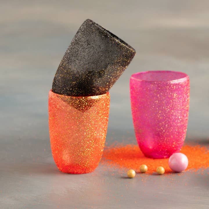 Glitterville Halloween Sparkle Votive, 3 Asst, Glass, 4" for wholesale by Glitterville