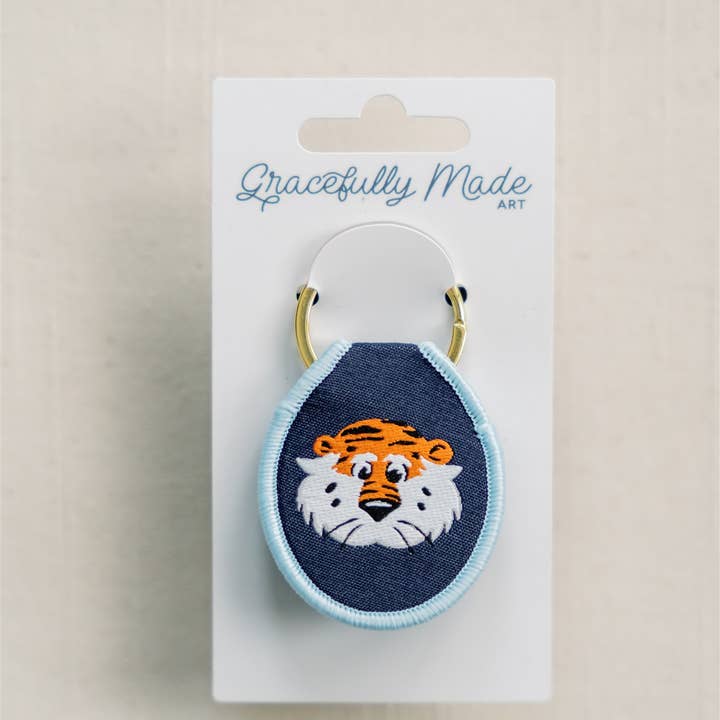 Gracefully Made Art - Wholesale Keychain - Unisex - Auburn University Aubie Embroidered Keychain 2