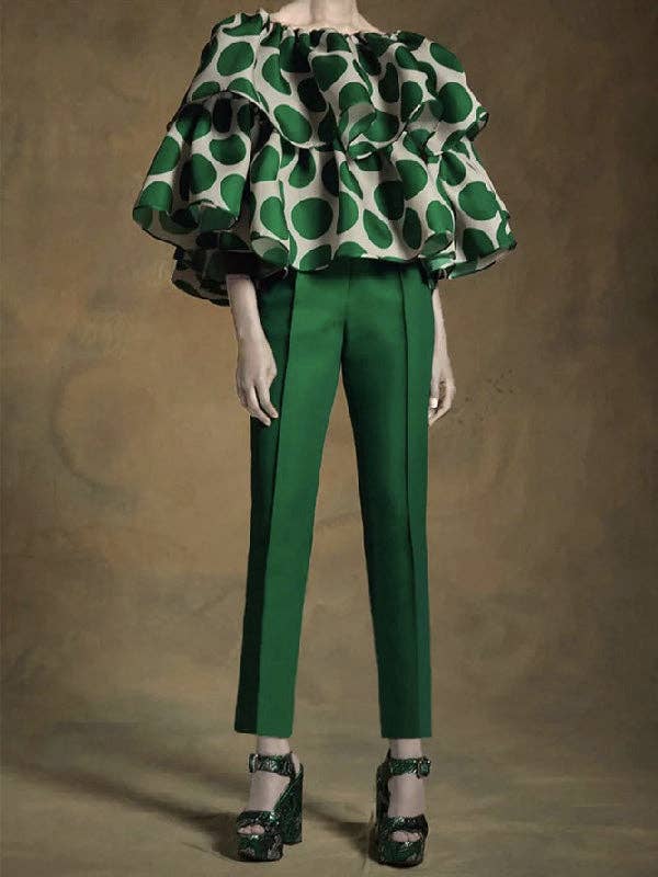 UZ Wholesale Store – Blusa - Mulher por atacado – Blusa e Camisa com Folhos em Camadas Soltas e Bolinhas na Moda3