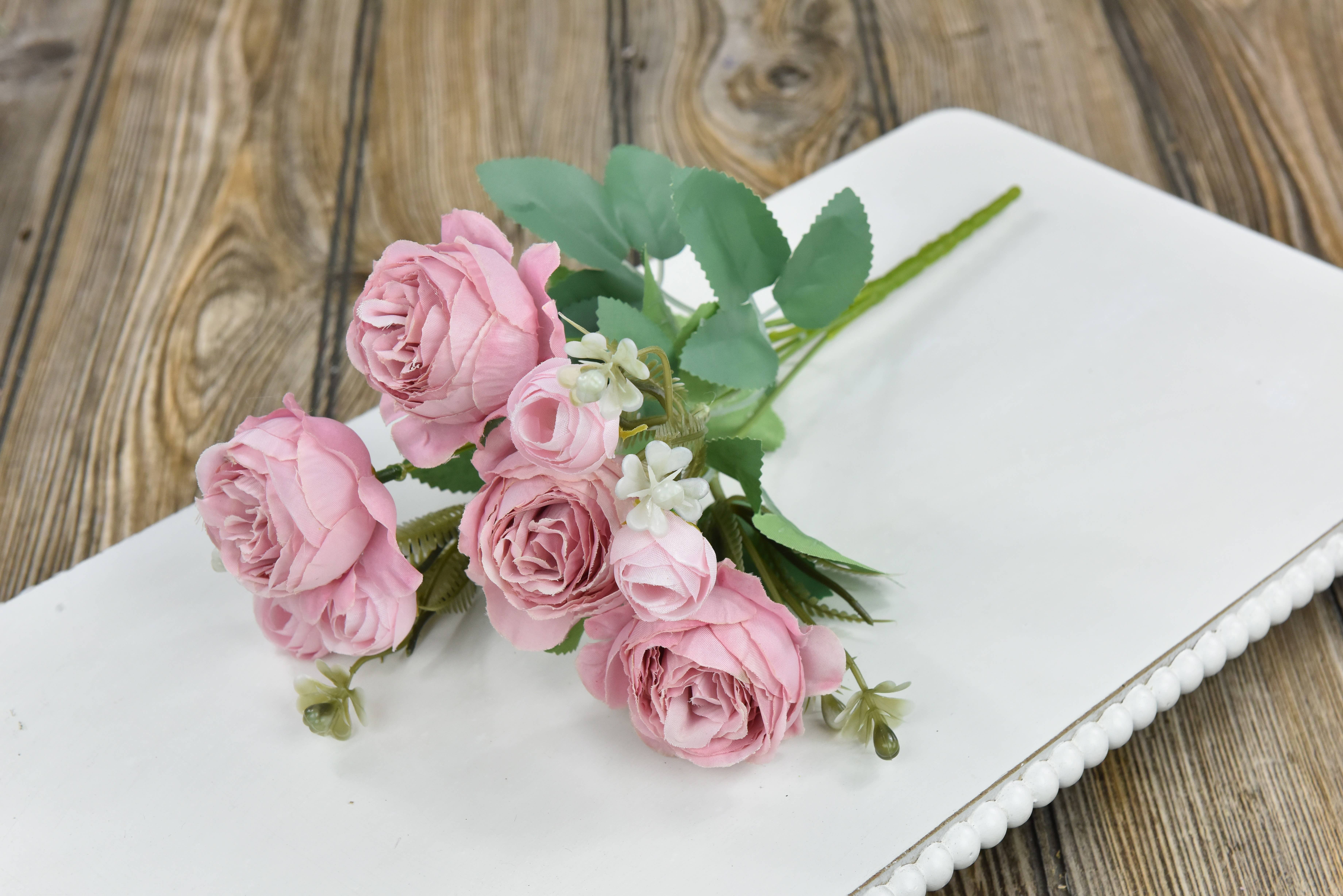 Wholesale Home Decor - Wholesale Kunstbloemen - Roze rozenboeket 12in0