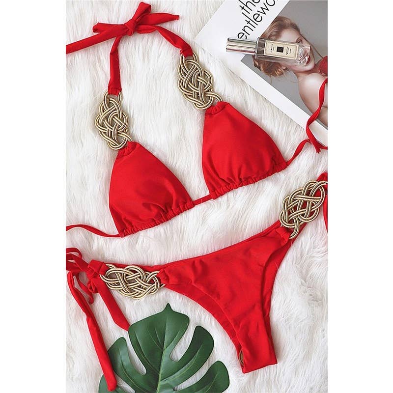 Paperdoll - Wholesale Two Piece Swimsuit - Women's - Bikini Solid Color Split Swimsuit 4