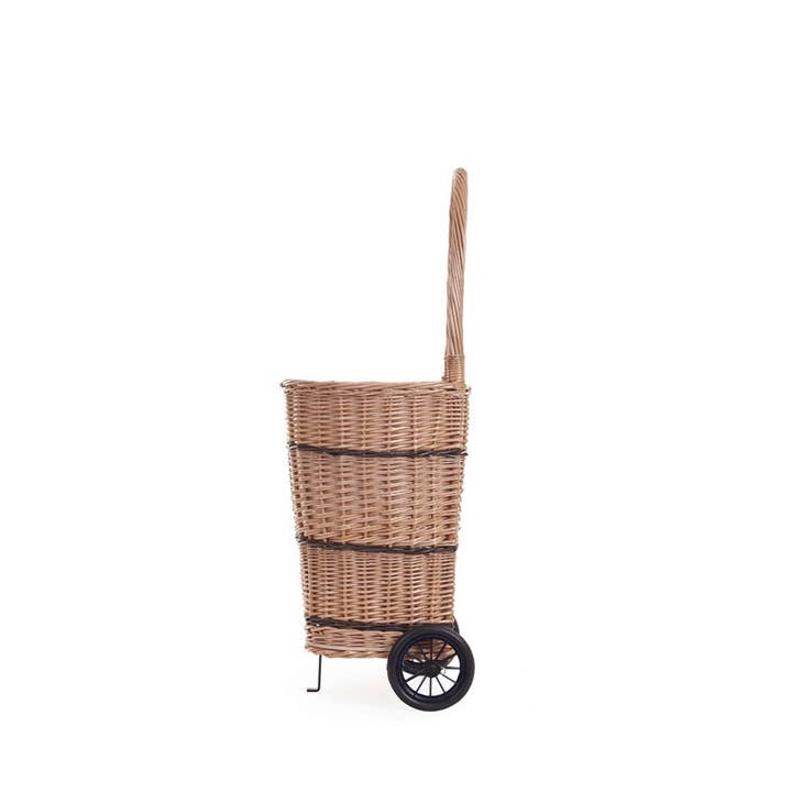 The Wicker Stories - Wholesale Basket - Wicker Fireplace Basket On Wheels, Firewood Roller
