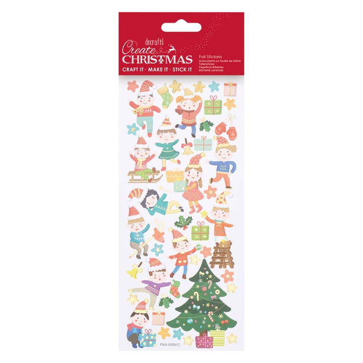 Create Christmas Foil Stickers Festive Dancing Multicoloured for wholesale by West Design Products UK