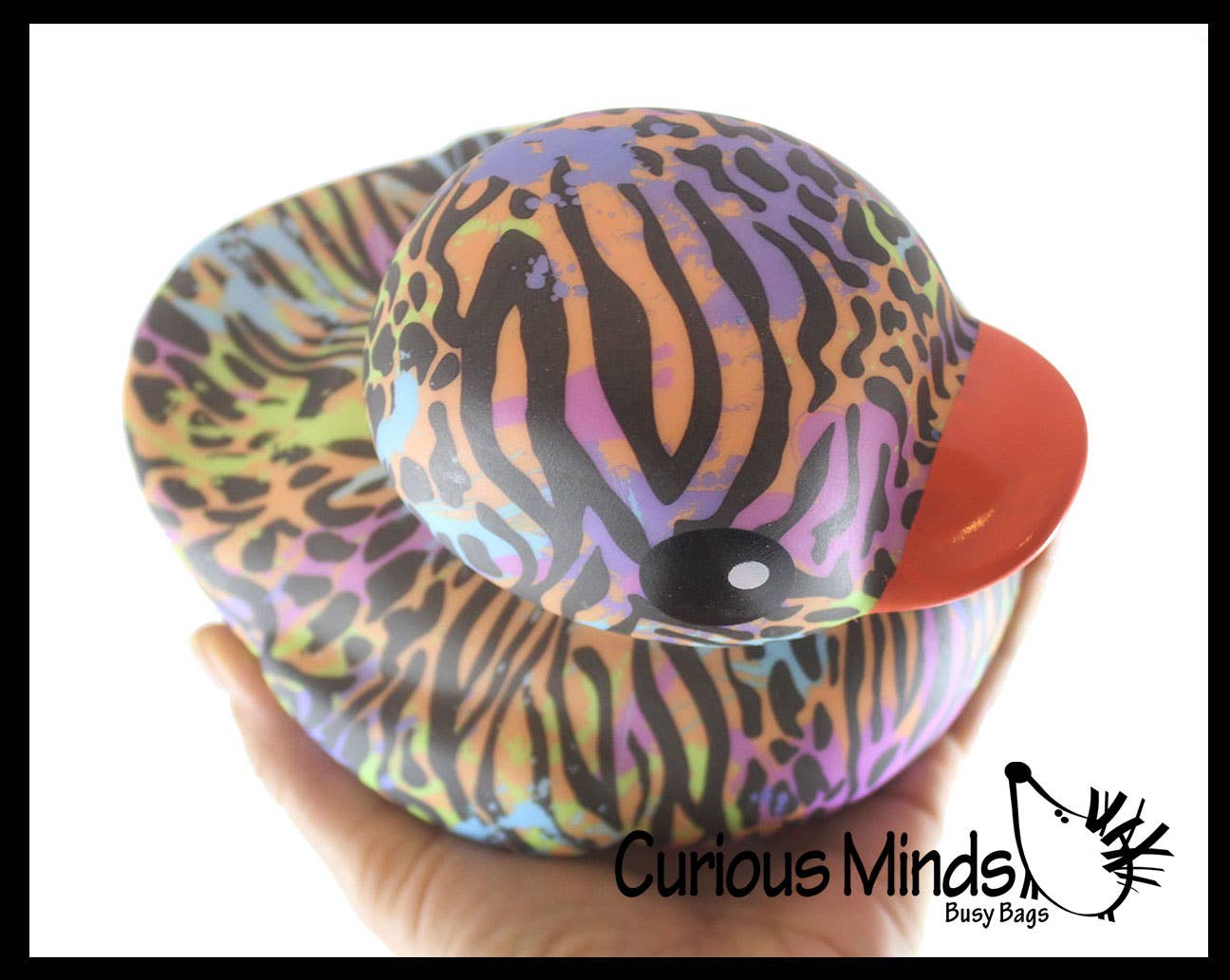 Curious Minds Toys - Vente Jouet pour le bain – bébé - 1 canard géant en caoutchouc à imprimé animalier - Canards en caoutchouc - Cute No7