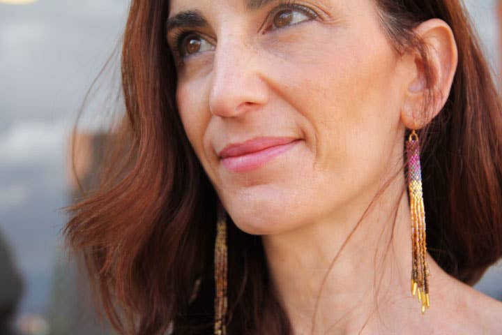 Mayana Designs Co - Wholesale Tassel Earrings - Beaded Handwoven Ombre Tassel Earrings (Indigo)2