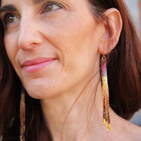 Mayana Designs Co - Wholesale Tassel Earrings - Beaded Handwoven Ombre Tassel Earrings (Indigo)2