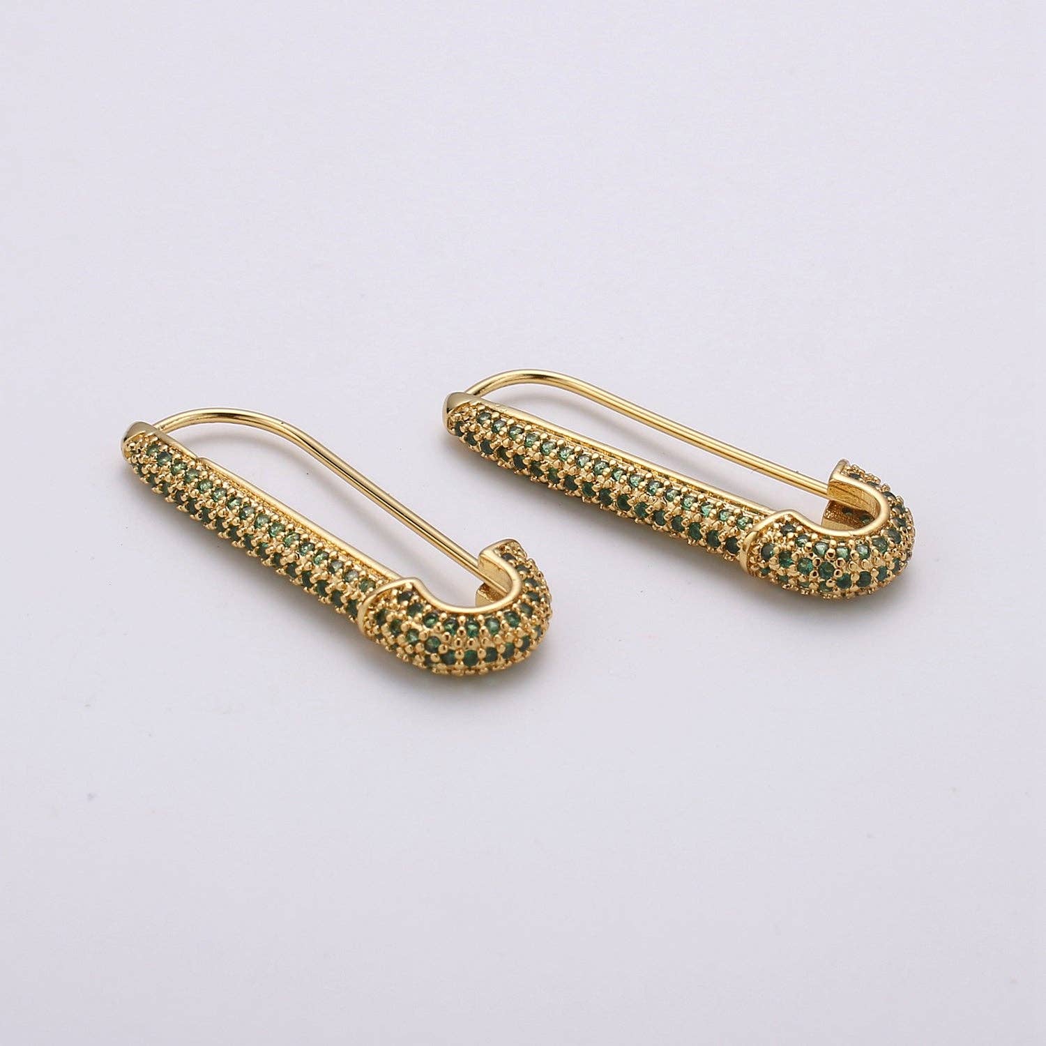 Aim Eternal - Wholesale Individual charm/pendant - Gold Sparkly safety pin Pendant- medium safety pins Charm Holder pave safety for Bridal Jewelry minimal modern Supply K-604 - K-6103