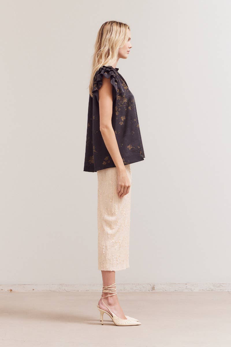 Grade & Gather – Blusa - Mulher por atacado – 40417BS - TOP COM FOLHOS ESTAMPADO9