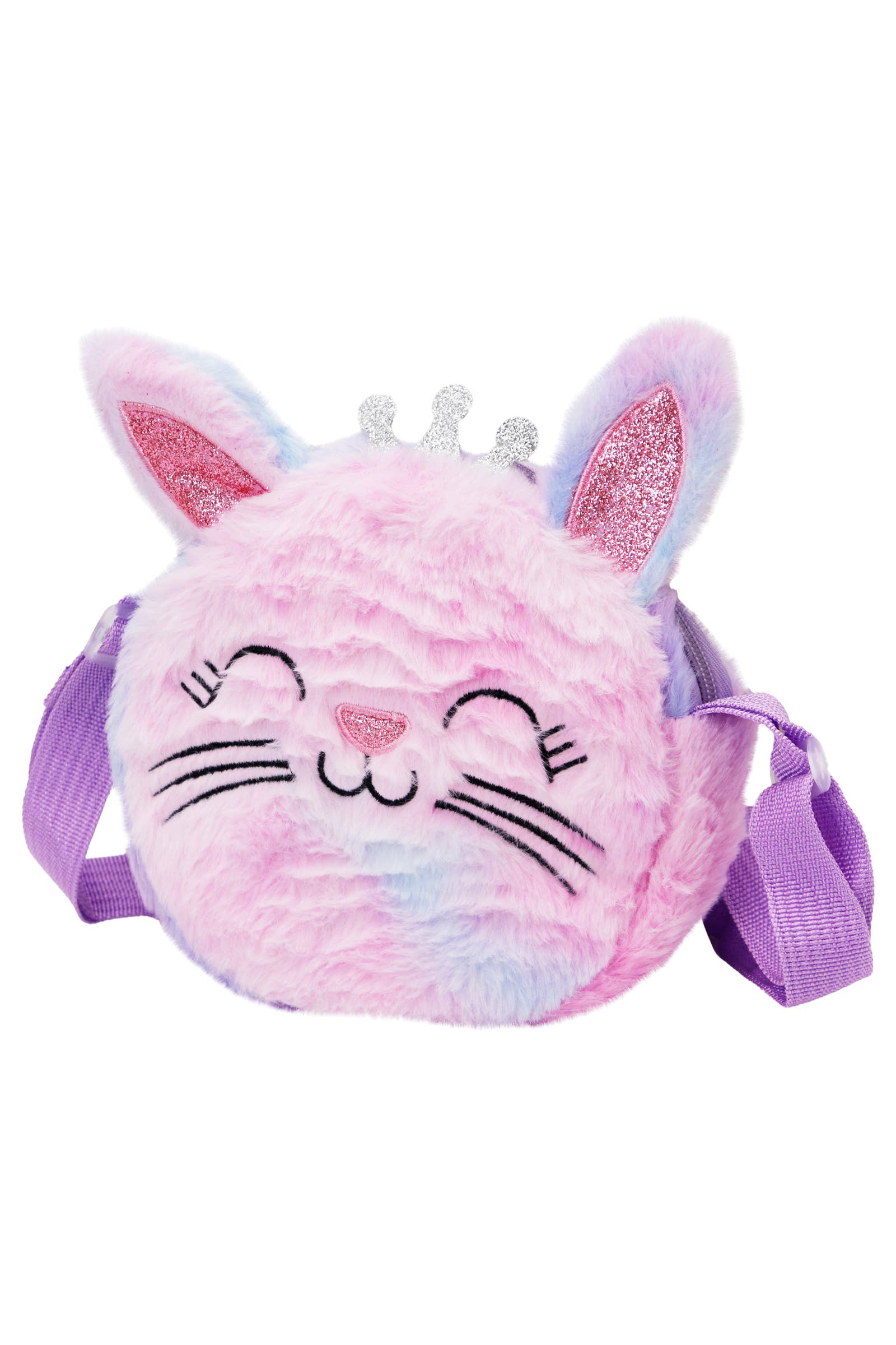 Cap Zone - Wholesale Crossbody Bag - Kids - Kitty Cat Princess Fuzzy Faux Fur Crossbody Bag1