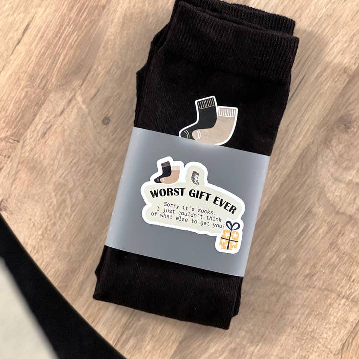 Funny Gift Idea Wrapped Black Cotton Gift Socks for wholesale by Solesmith