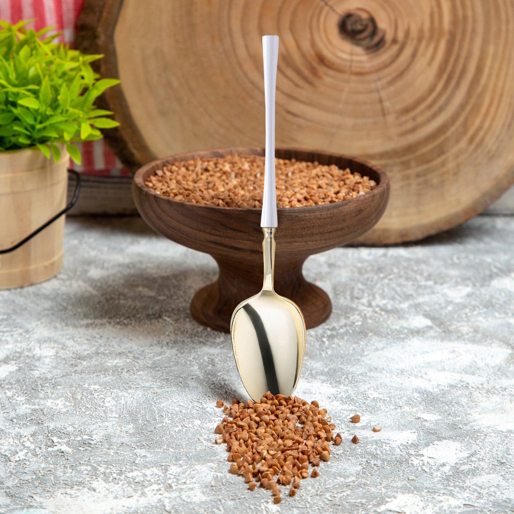 Smarty had a Party - Vendita all'ingrosso Cucchiai (posate) - Cucchiai da cena in plastica con manico bianco e dorato - 20 pz7