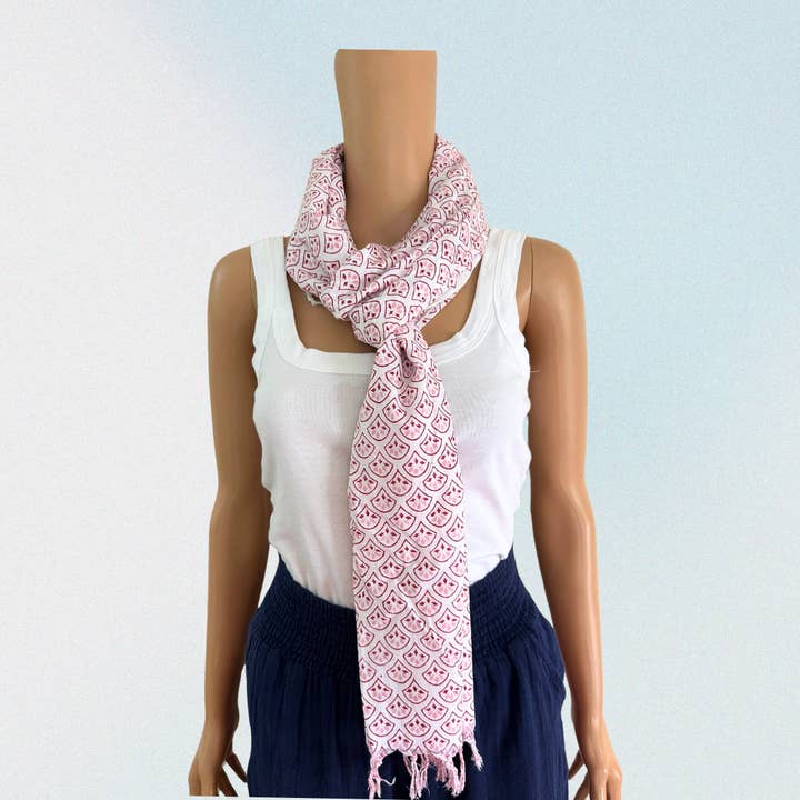 The Indian Bazaar - Wholesale Scarf - Women's - Stole Scarf - Pink Drop Printed / Head Wrap 3