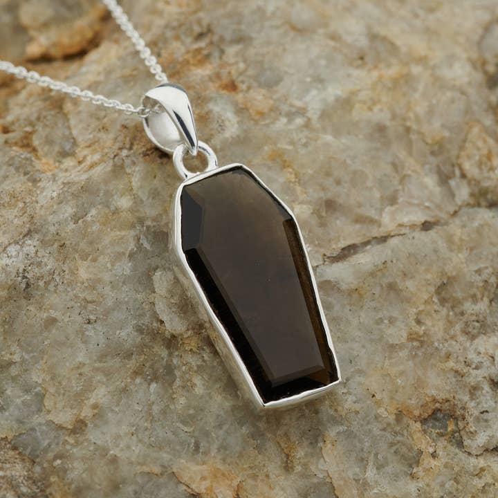 PENDENTIF CERCUEIL EN ARGENT STERLING À QUARTZ FUMÉ pour la vente par Nugent Jewelry
