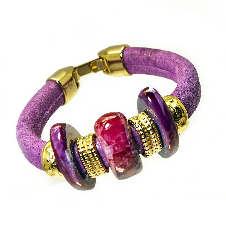 Las Joyas de Amanda - Wholesale Beaded Bracelet - Gold & Ceramics Glitter Licorice Bracelet1