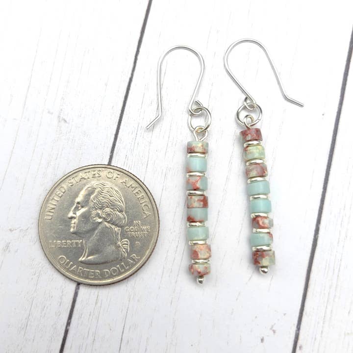 Bijou by SAM - Wholesale Dangle Earrings - Light Blue Aqua Terra Jasper Dangle Earrings6