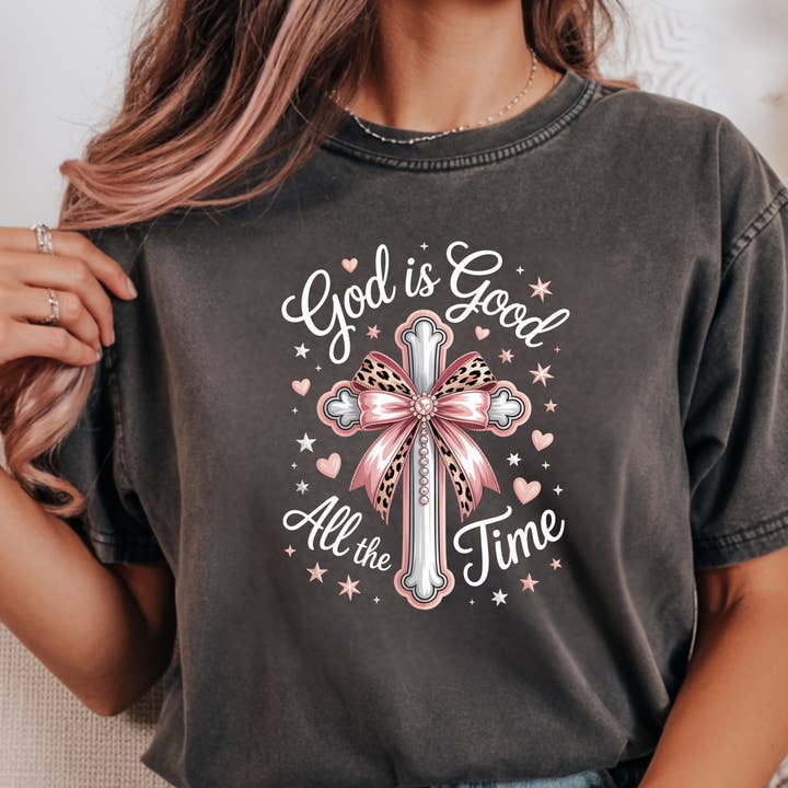 Gott ist gut die ganze Zeit Christliches Kreuz Schleife T-Shirt Glaube für den Großhandel von TheWorldOfMYes